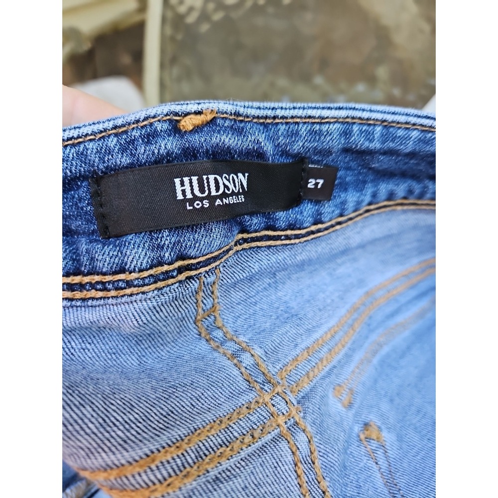 Hudson Collin Midrise Skinny Jeans Flap Pocket Raw Hem Capri Size 27 - Picture 6 of 11